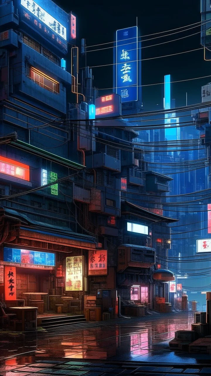 Japanese cyber city in the style of cyber punk