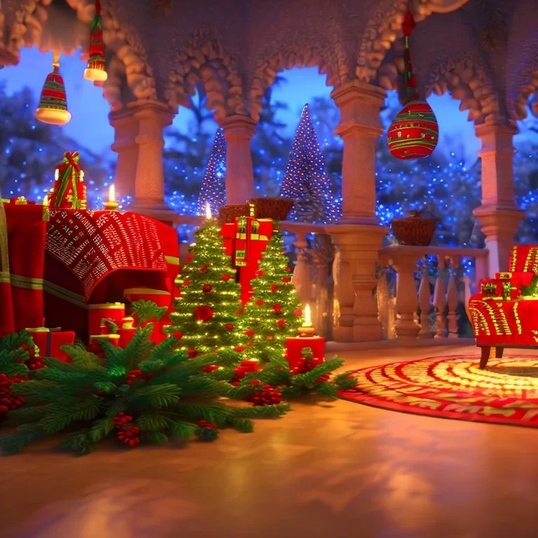 christmas ambience, african, kente, clothing, african patterns, thread, embroidery, cinema 4d render, high detail
