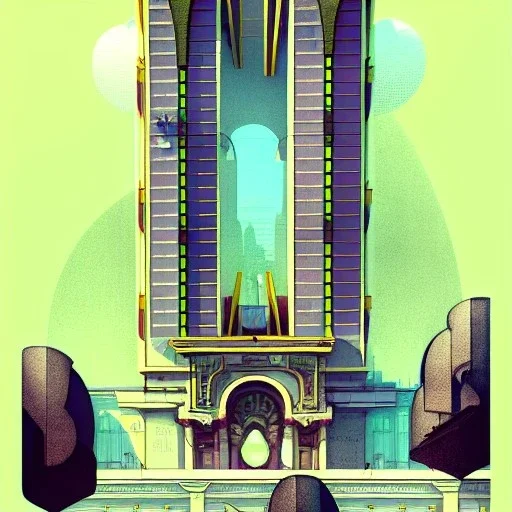 Metro station on building +Beaux Arts architecture+artdeco architecture+detailed facades+uphill road+trees+ biopunk+Bueno Aires+turin+trieste+Book illustration by Gediminas Pranckevičius, Jean Baptiste Monge, Brian Kesinger, Anton fadeev, Kilian Eng, strong lines, high contrast vibrant colors, highly detailed, 16k resolution, trending on behance