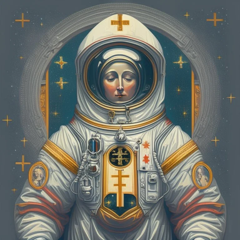 astronaut in the style of orthodox iconography