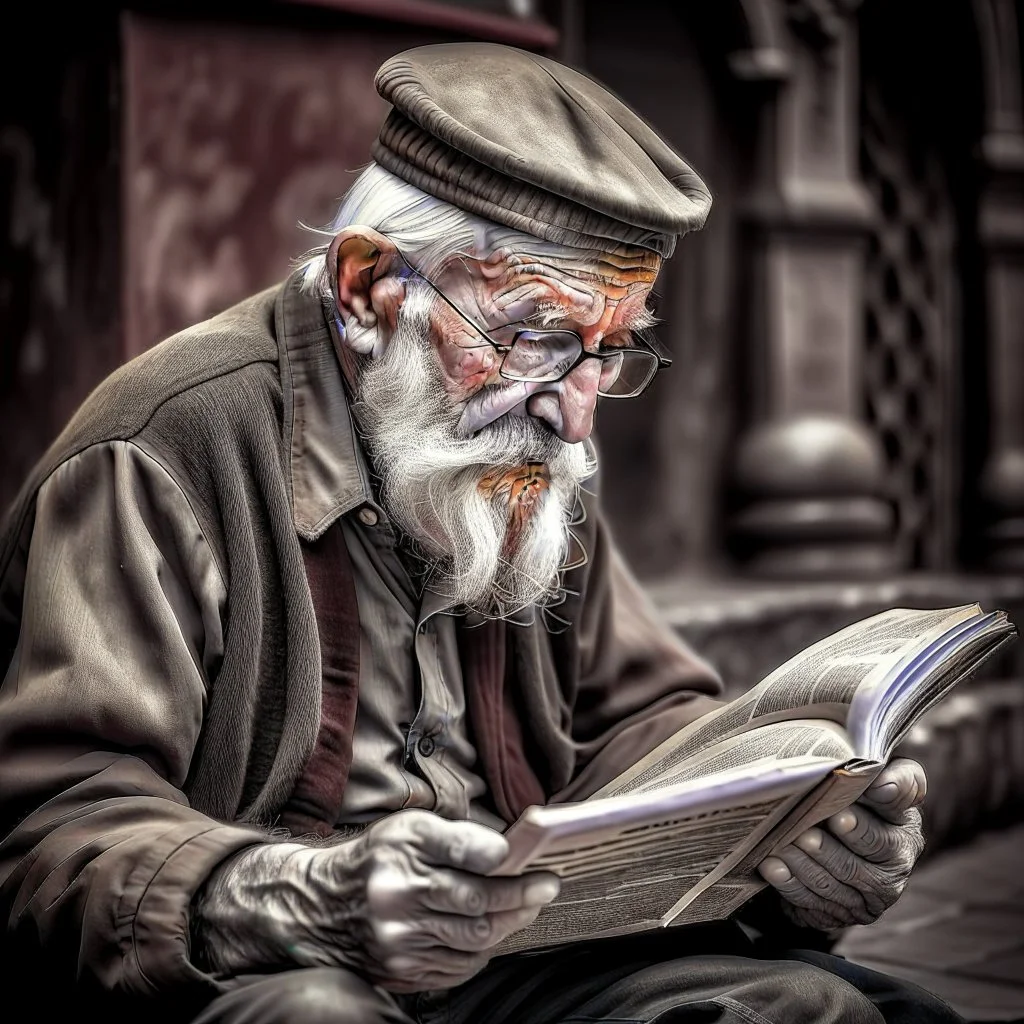 Reader old man abstract