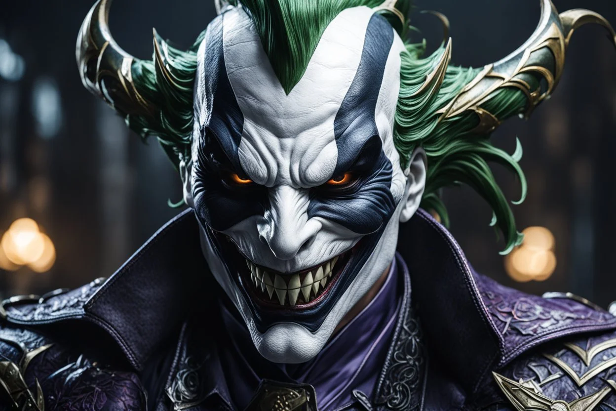 Shaco venom in 8k live action artstyle, white joker mask, close picture, intricate details, highly detailed, high details, detailed portrait, masterpiece,ultra detailed, ultra quality