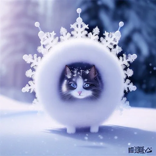 smooth hyper realistic, beautiful Japanese snow flower in crown, pale colors, dark cosmos background, cat еye, extremely sharp detail, finely tuned detail, ultra high definition, 8 k, unreal engine 5, ultra sharp focus, accurate sword wings, positive smile, lot of details, fit within portrait, Ambiance winter, perfect composition, perfect hair, perfect hands, finger up gestures