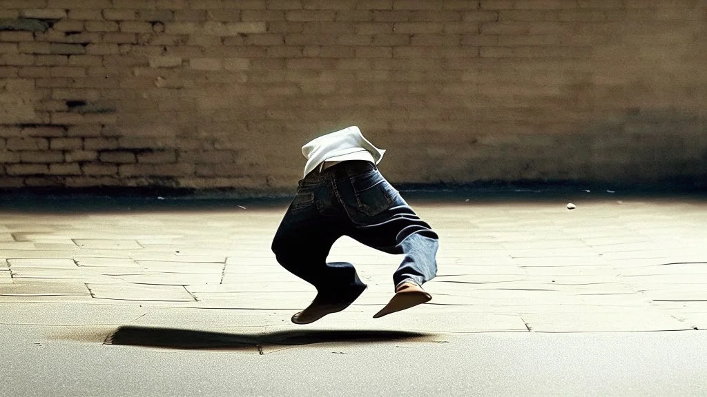 man throws his hat on ground and dances on it