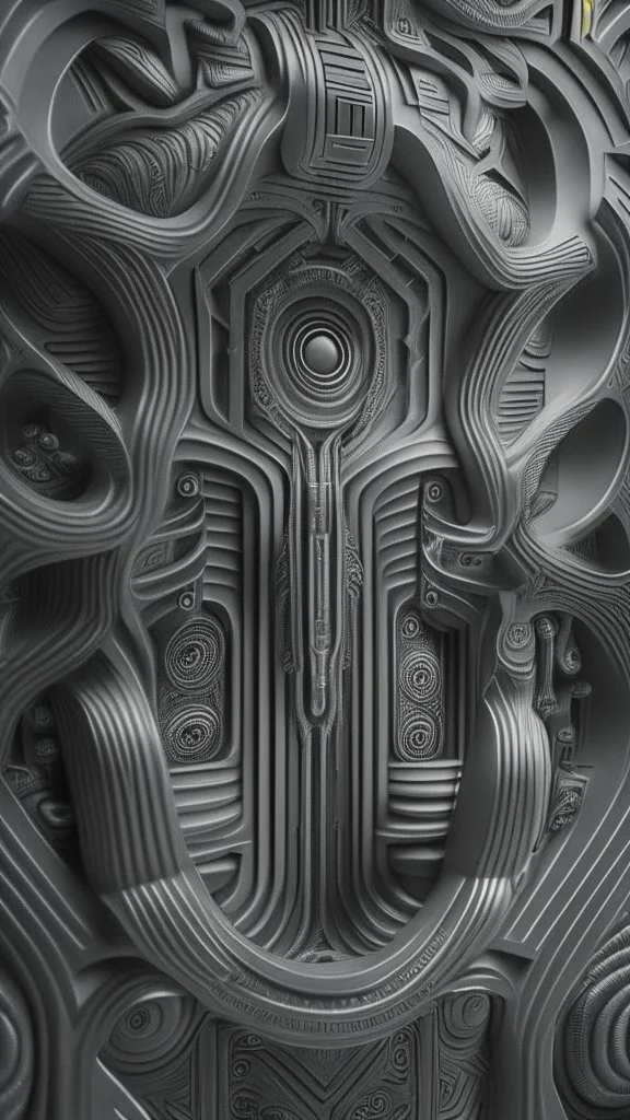 optical illusion 3D, monochrome, bas-relief 3D effect, photorealistic , in the style of H.R.Giger, , symmetric, high contrast, side light , modern, stylish, futuristic, surreal, intricated details, high resolution, octane render , unreal engine 5