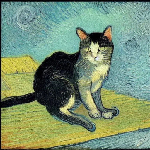  a cat by Van Gogh