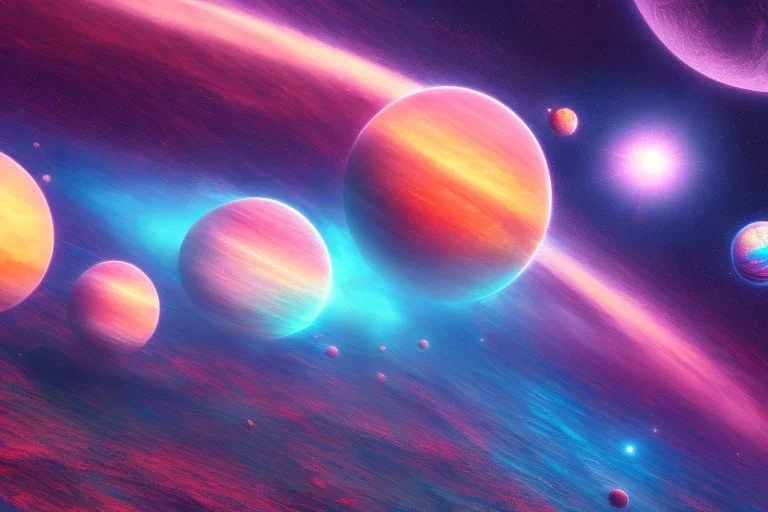 Blue waves on alien planet pink solar system