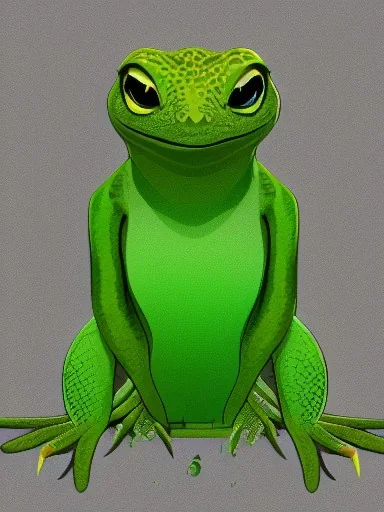 a green gecko with big eyes staring at you portrait minimalist