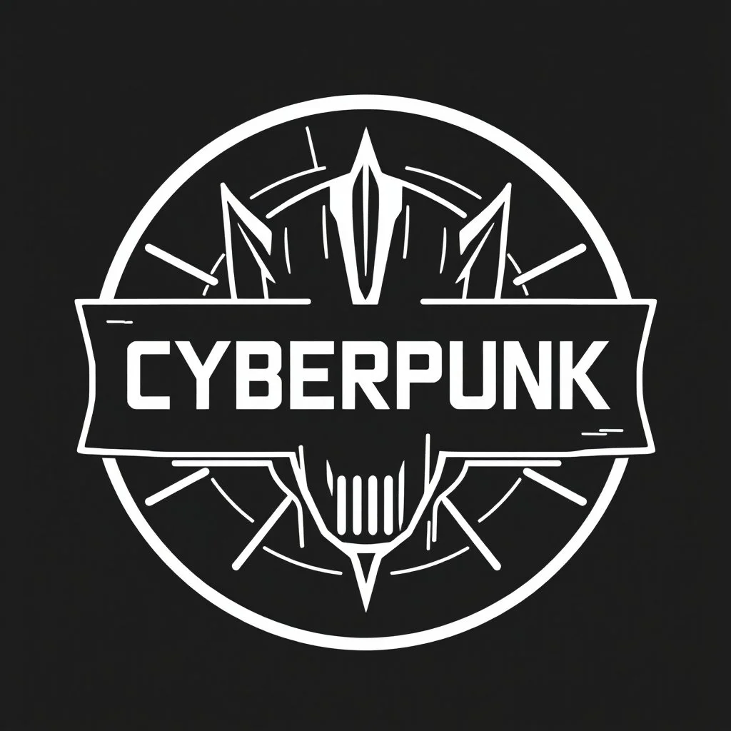 Cyberpunk company logo, cyberpunk, black and white