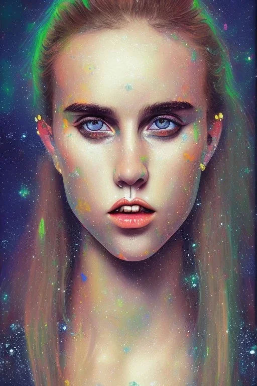 Danish singer MØ face , impressionism,