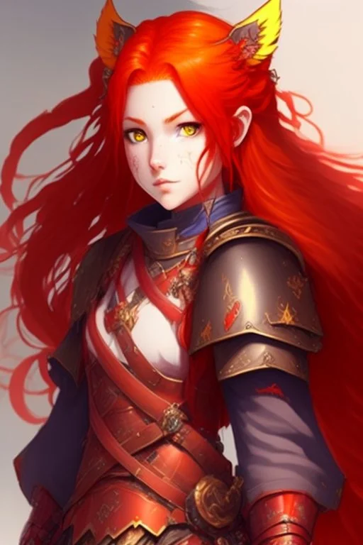 Teenaged Female Red haired kitsune paladin