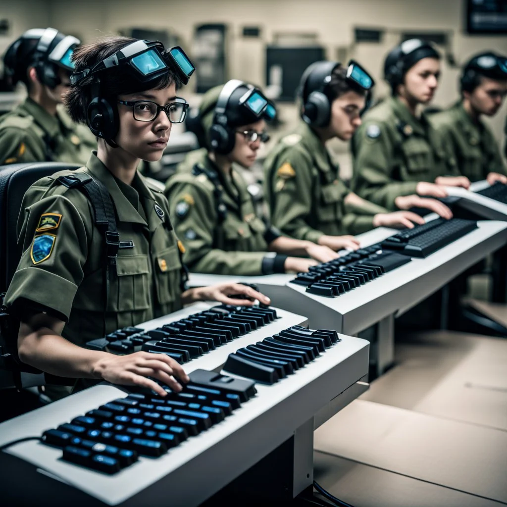 a dystopian military cyber school more keyboards