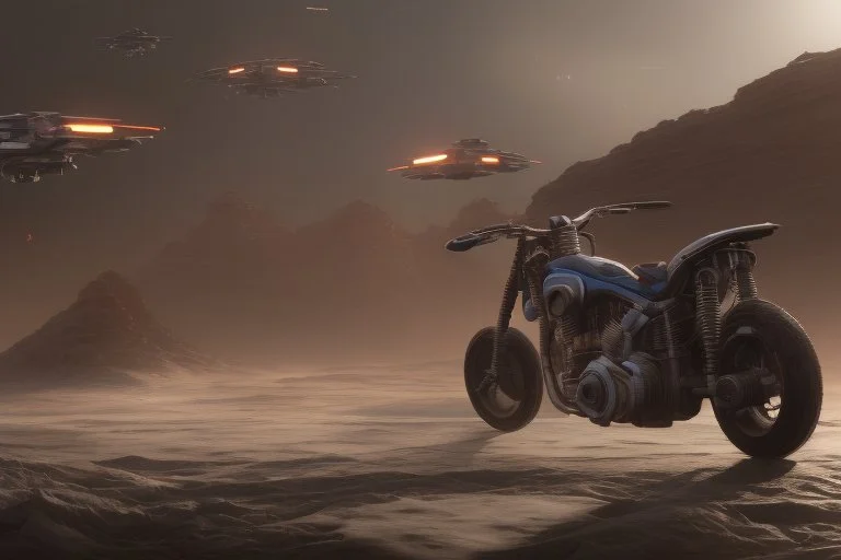 flying motocycle bulma cyberpunk realistic star wars