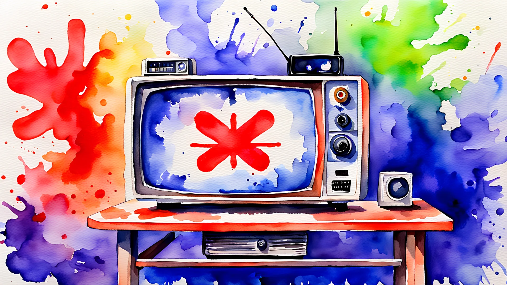 watercolor painting. News. television. TV. Radio. HIV