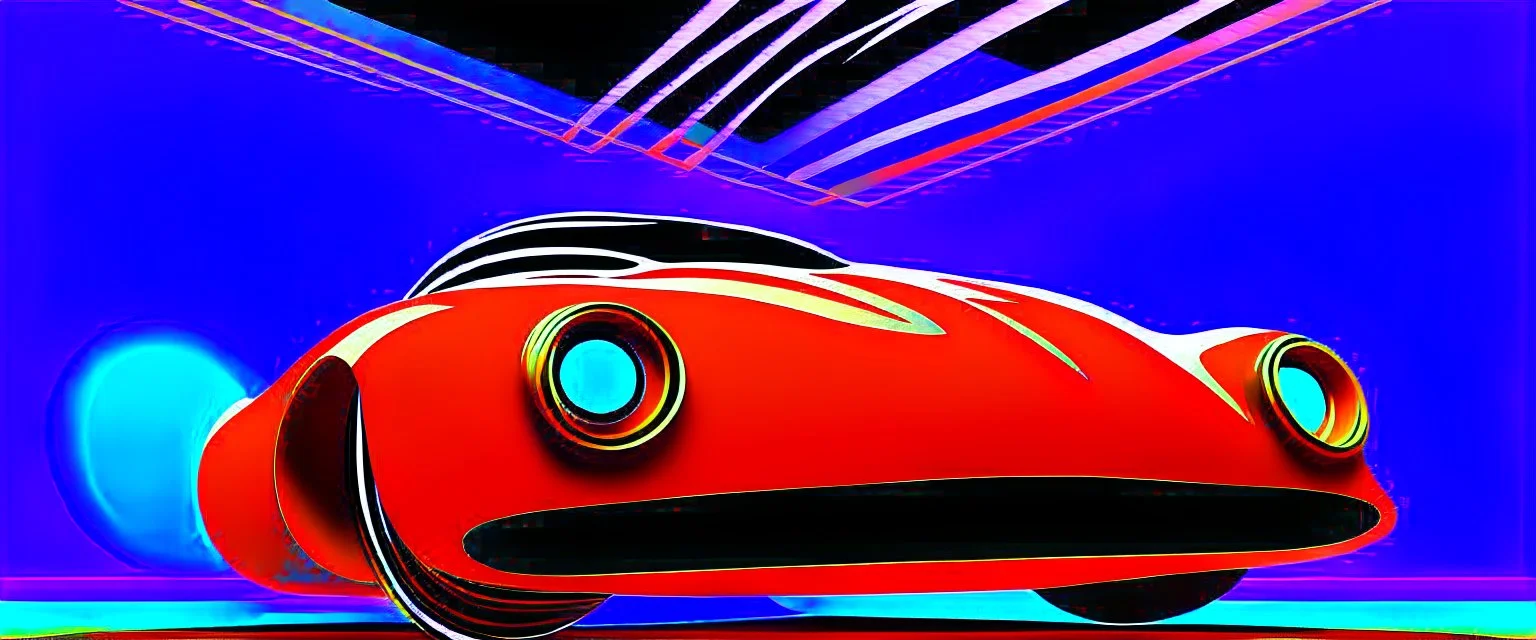 award winning car and driver photograph of a futuristic station wagon dirigible hybrid designed by only one vehicle per image painted metallic orange traveling at a high rate of speed, jet intake off of front center of vehicle and jet exhaust out the rear with bright blue flame, bilaterally symetrical, more a high speed road vehicle