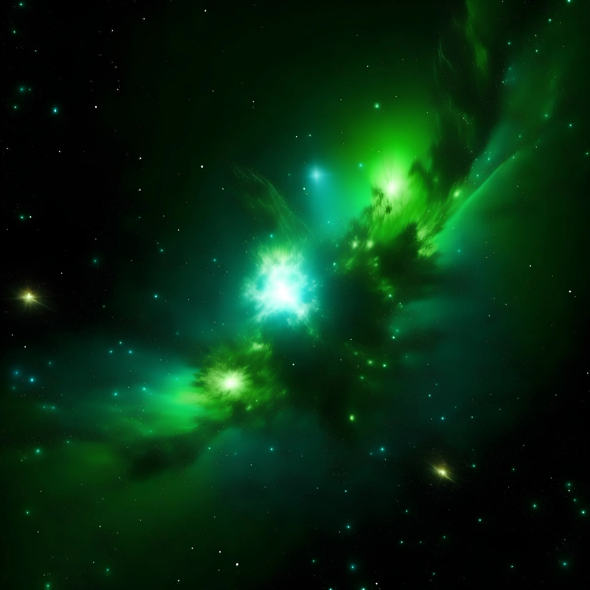 green outer space explosion stars