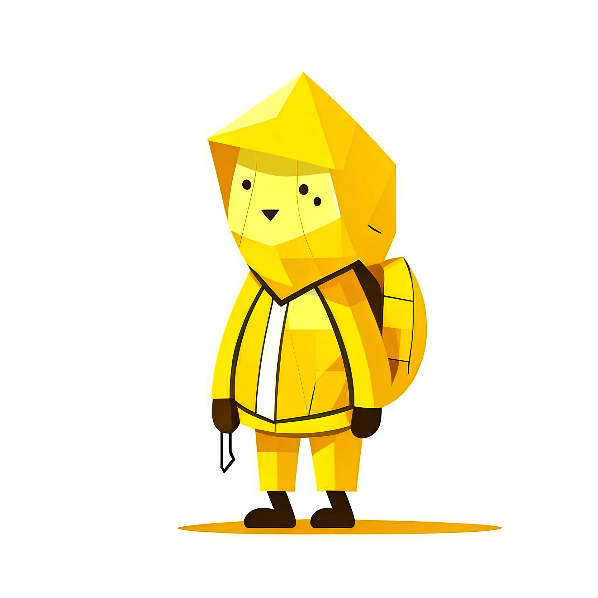 Make me the image of a little yellow character, make it really minimal and geometrical as possible, soft, with a white background, logo, reflecting the different aspects of the personality described below: ISFP (Adventurer) is a personality type with the Introverted, Observant, Feeling, and Prospecting traits. They tend to have open minds, approaching life, new experiences, and people with grounded warmth. Their ability to stay in the moment helps them uncover exciting potentials.