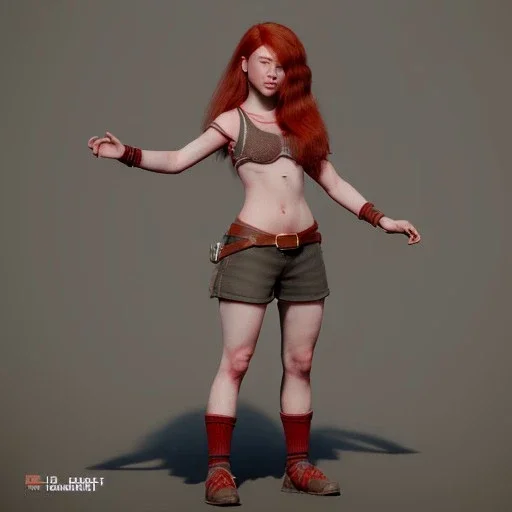 Full body Red hair halfling girl