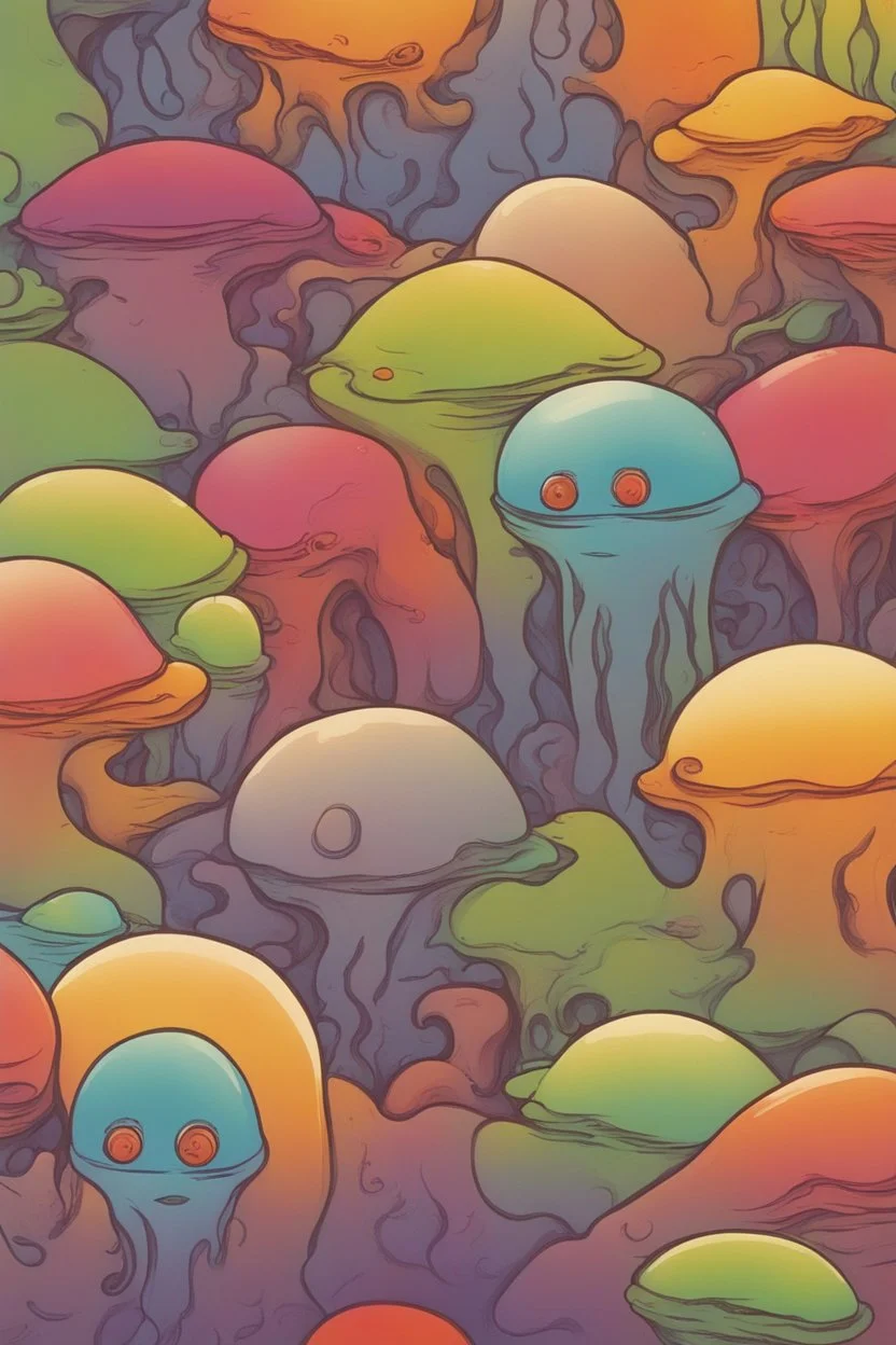 Bubble Butt Aliens; Symbolism; 1970's fall color gradient