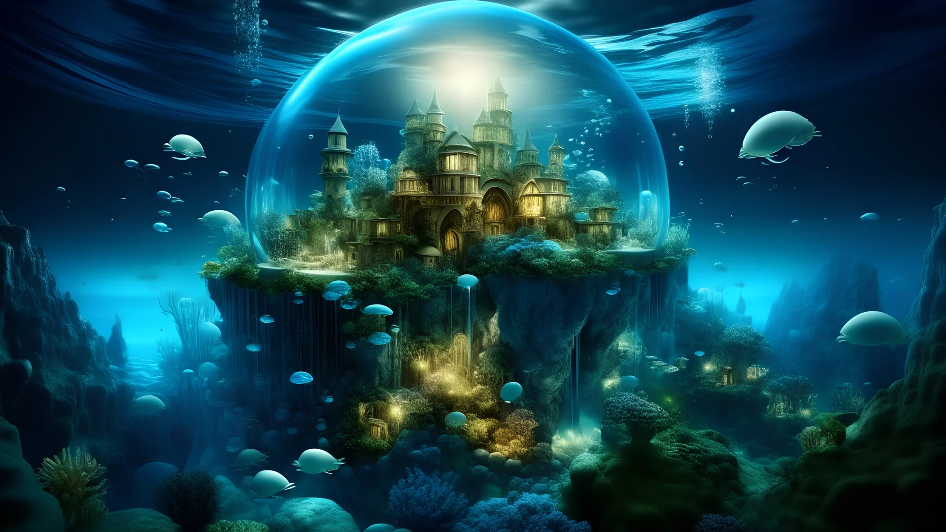 City underwater. Big bubble.