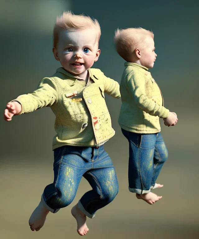 Van Gogh toddler, full body, jump, dramatic lighting, hyper realistic