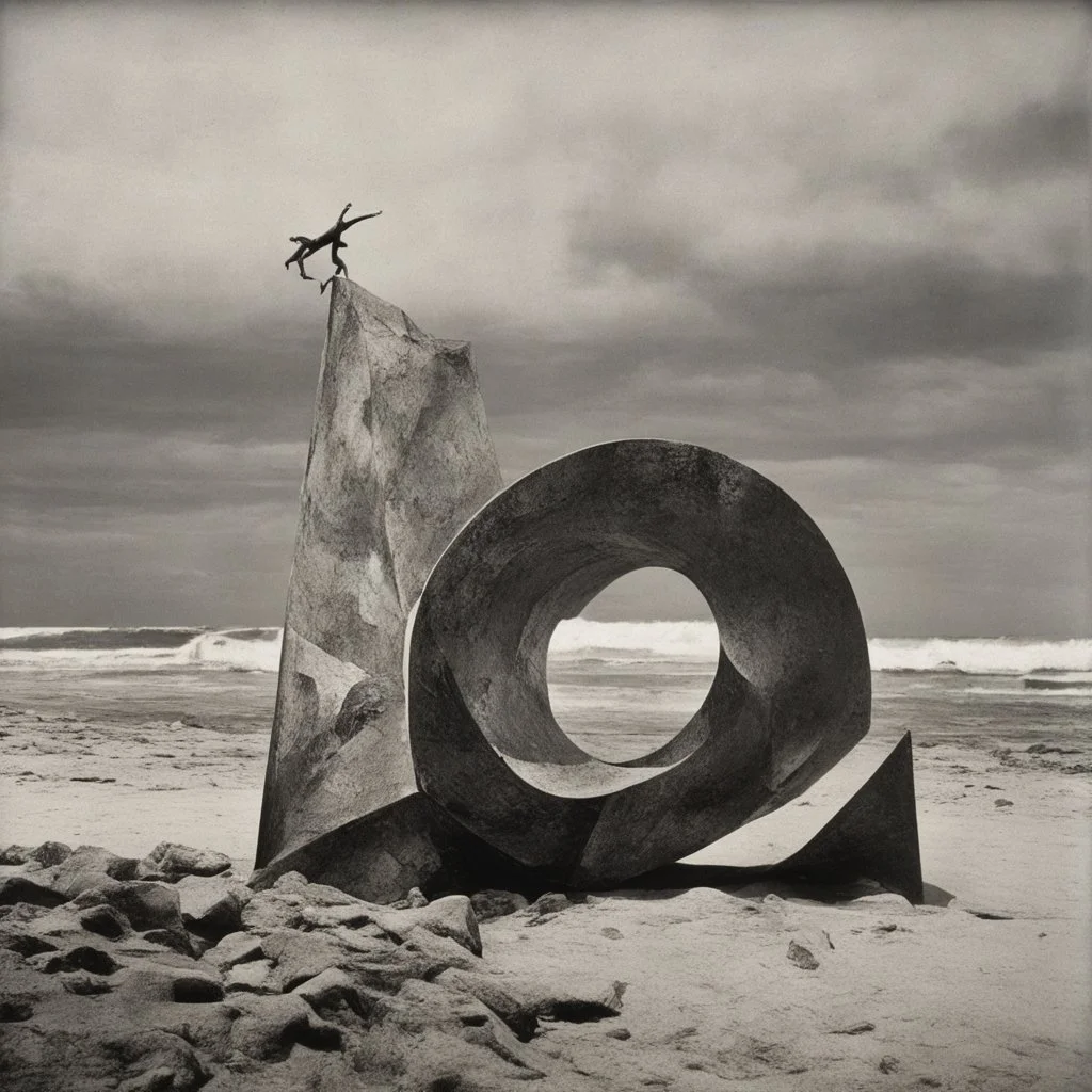 Impossible sculpture, beach, Max Ernst