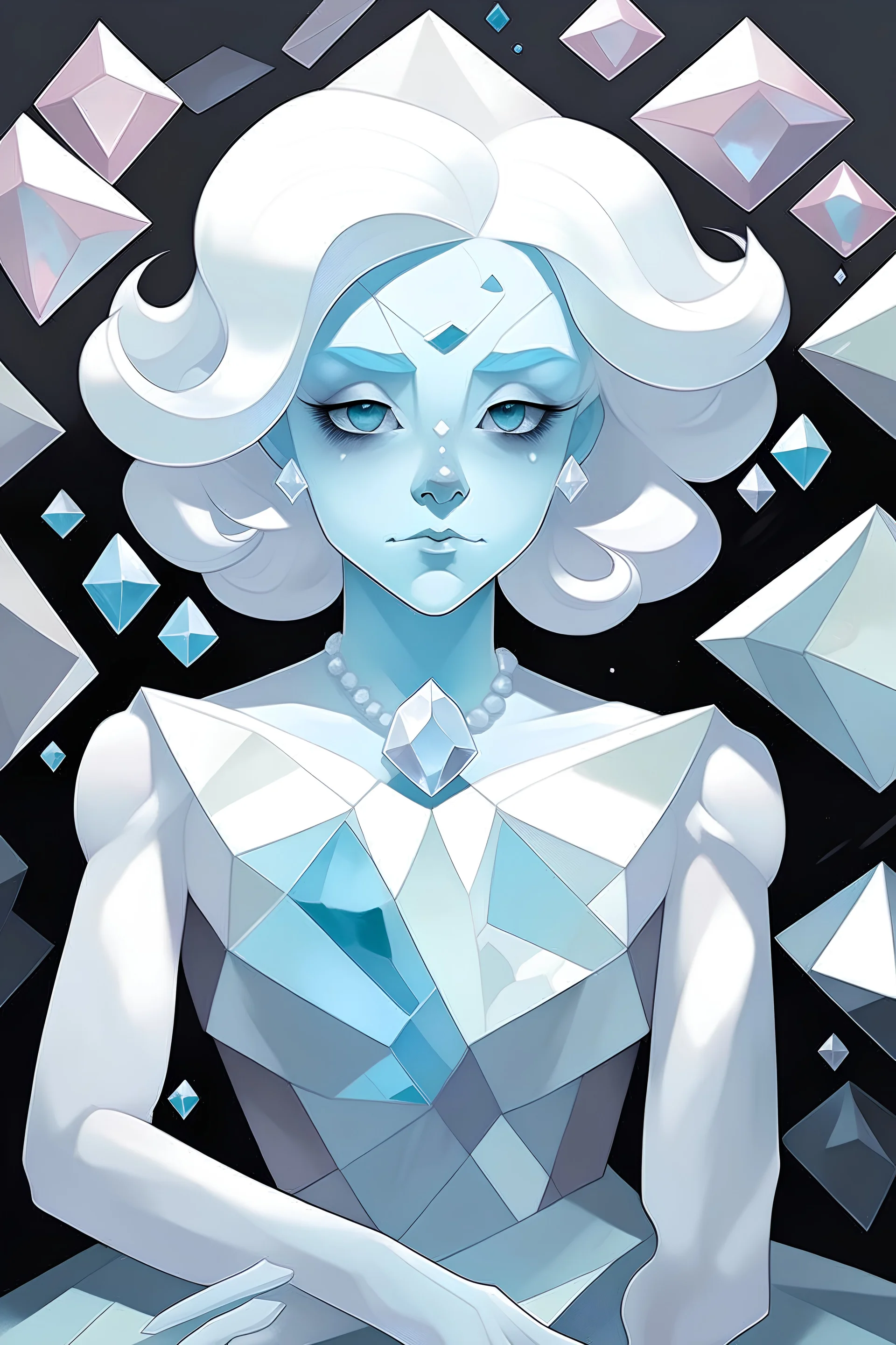 Surrealist painting of white diamond fro...