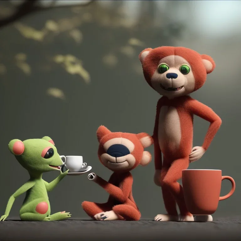 spanach Bob and Cheburashka are drinking tea