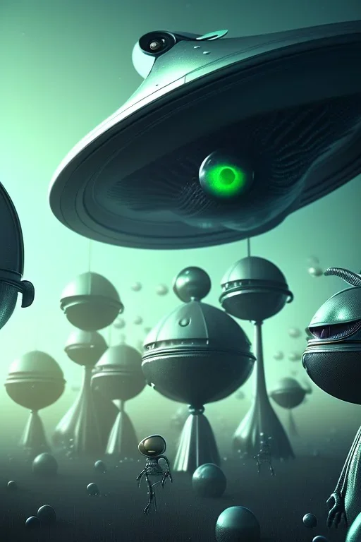 alien invasion clean art NFT, blender 3d