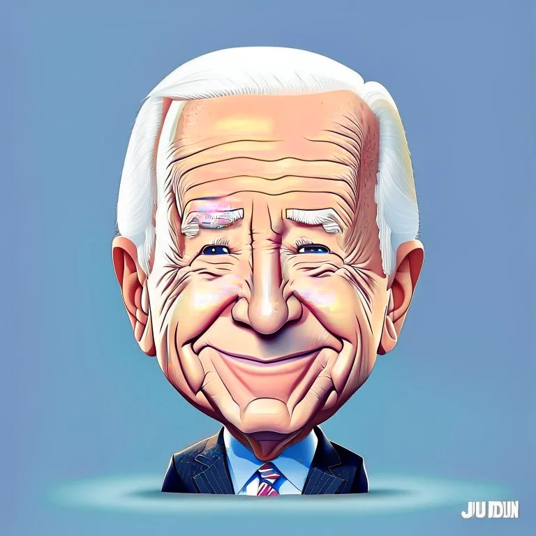 Ilustración chibi Joe Biden con una (naríz extra larga: 1.5) como la del muñeco Pinocho