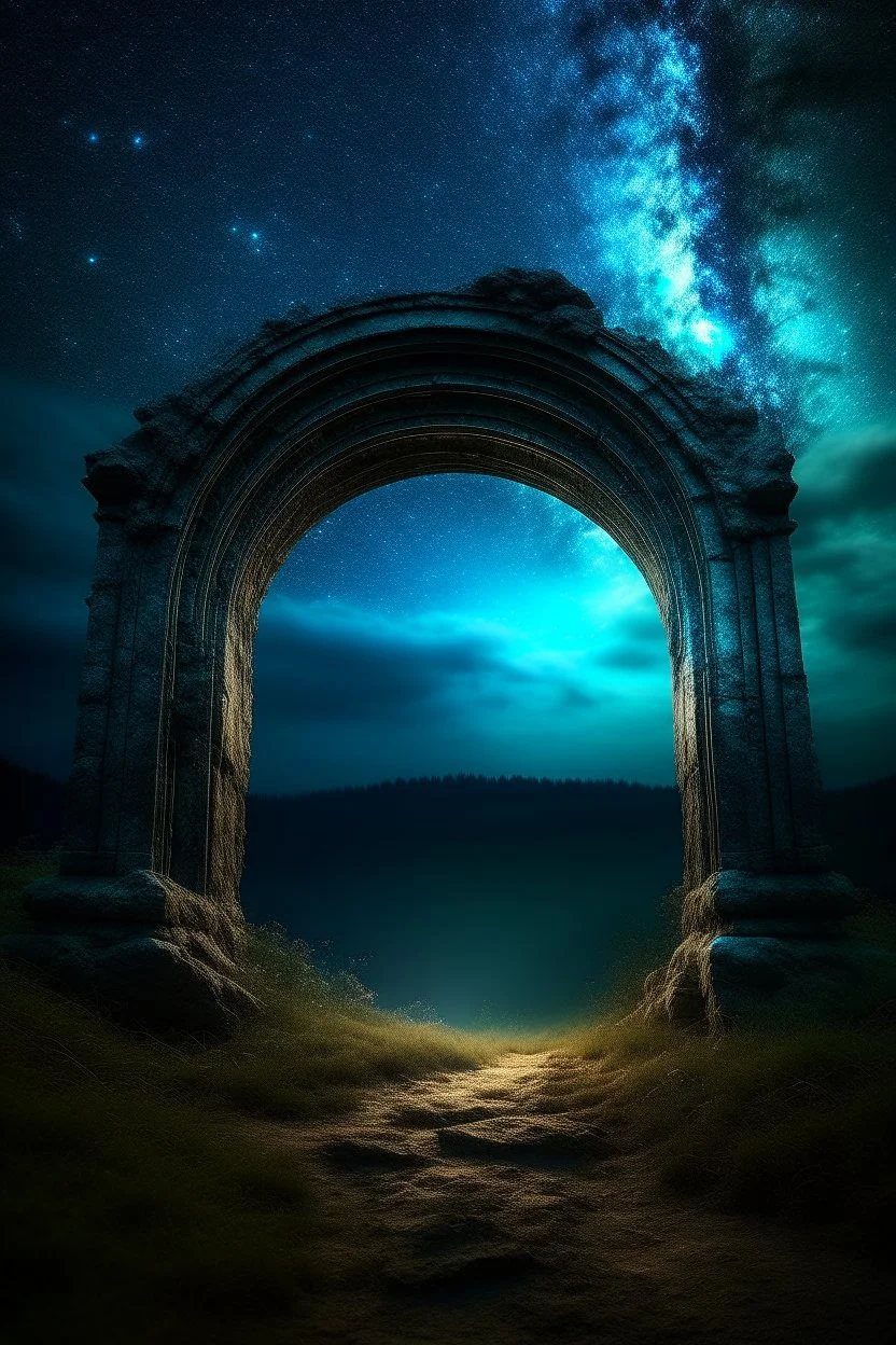 "Eerie Glow of the Portal Illuminating the Night Sky"