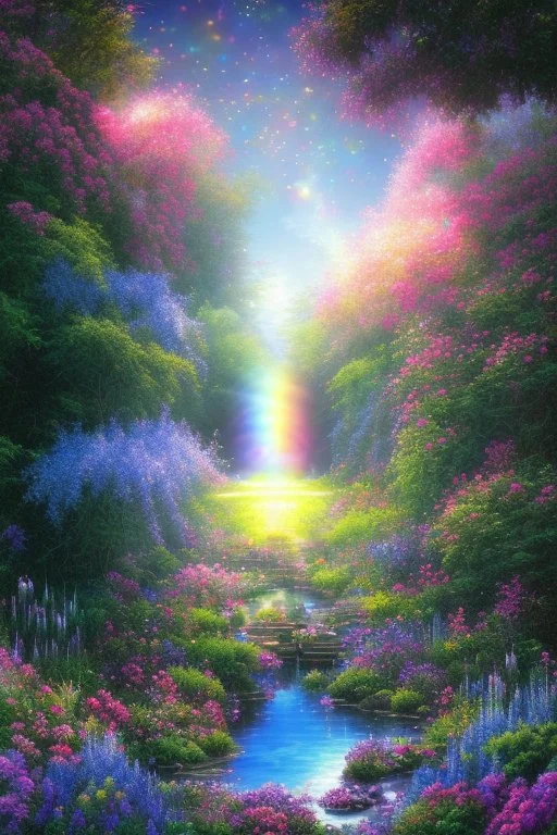 verybeautiful-magical-garden-of-the-angelic-kingdom-blue-and-pink-plants-and-trees-small-river-sunshine-flowers-haze-thumb-rainbow-ufo-bright-colors