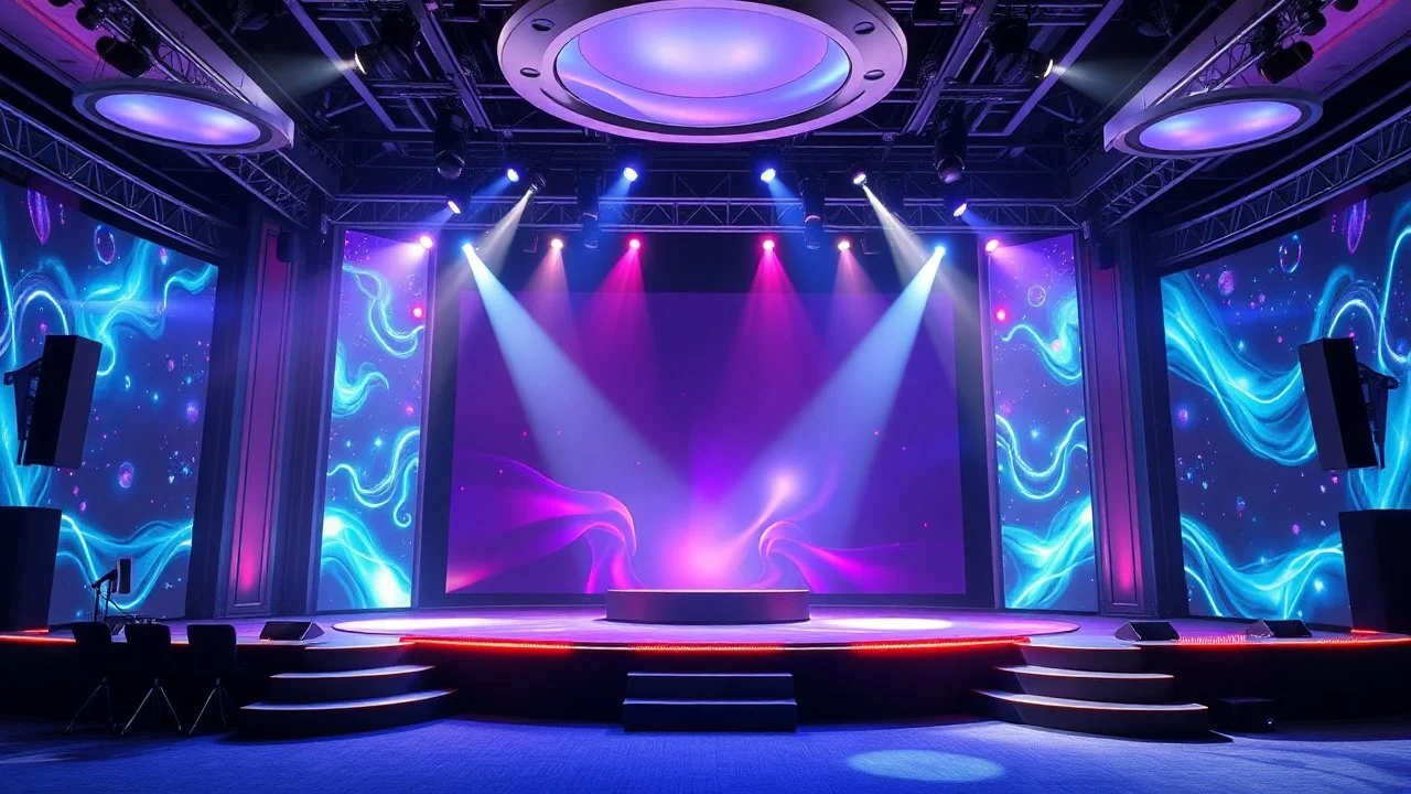 luxury stage with flash animation light and lcd big screen in baground