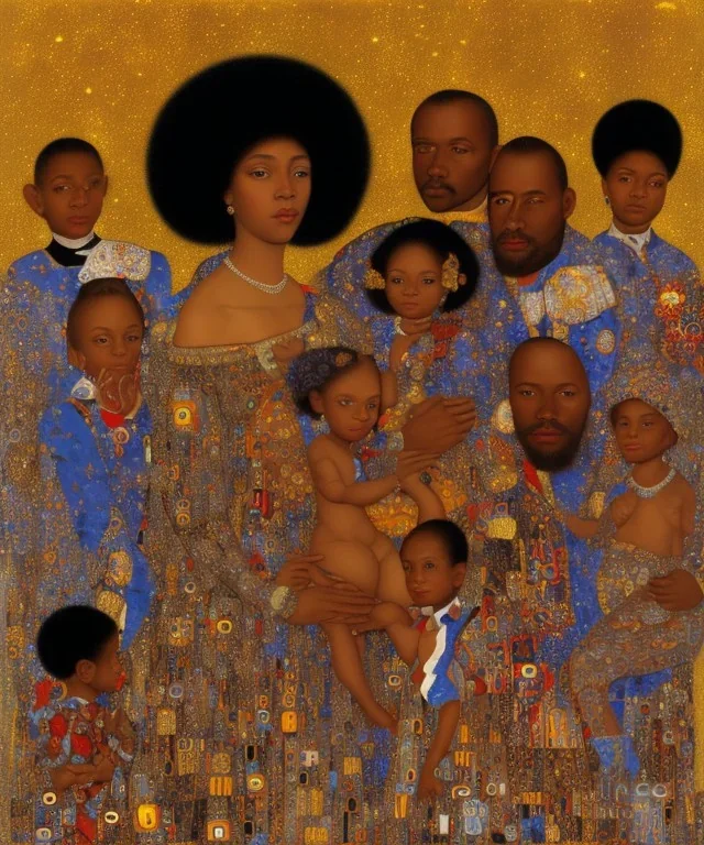 royal African American young family portrait by Gustav Klimt