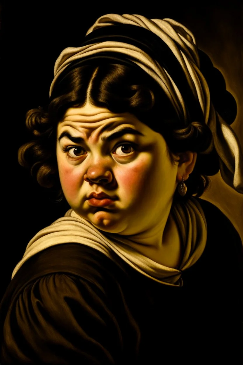 Portrait of a female dwarf, Caravaggio style