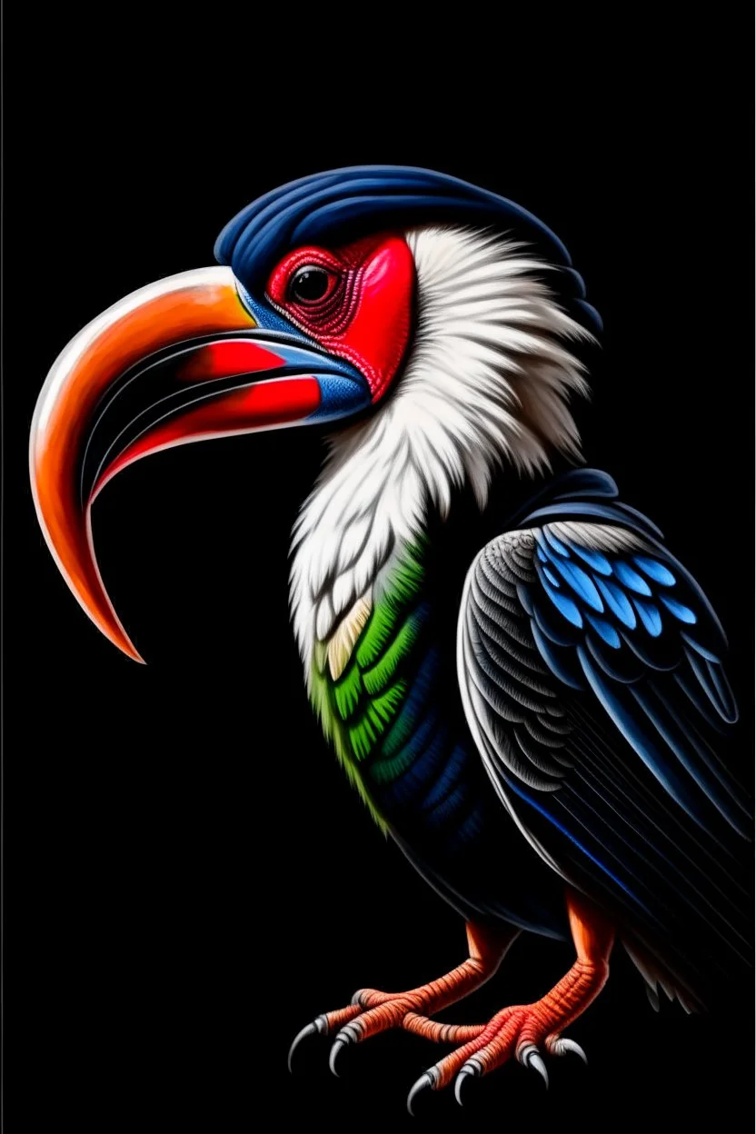 hornbill casque bird full body, digital art, photo, illustration, digital painting,oil painting, smooth, sharp focus, highly detailed, with casque bird,