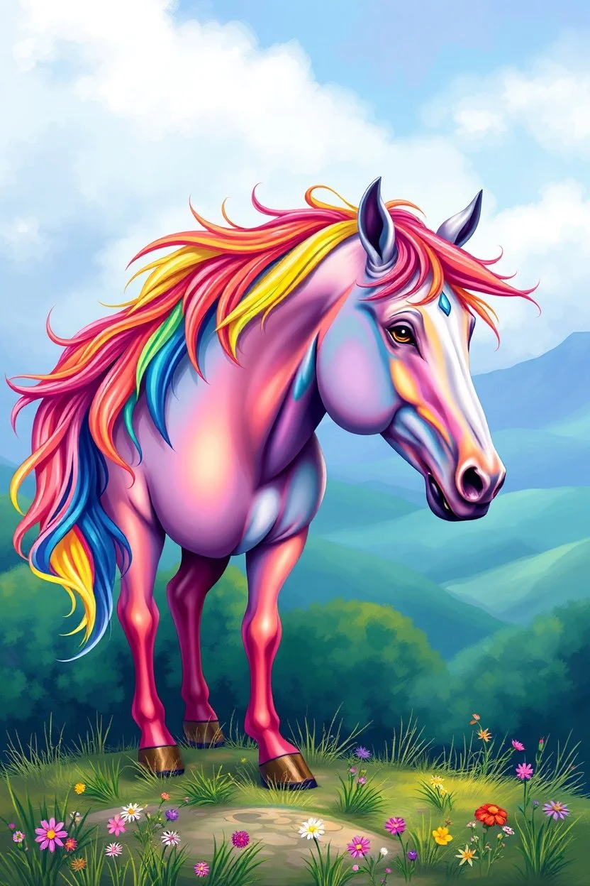 Picture of a horse in the style of Lisa Frank