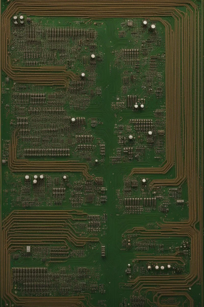 circuit board from above with many connections