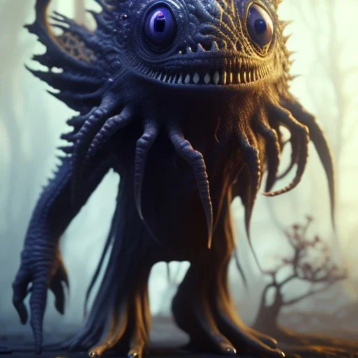 Cute fluid ink creature, big black eyes, unreal engine 5, 8k resolution, photorealistic, ultra detailed, by greg rutowski