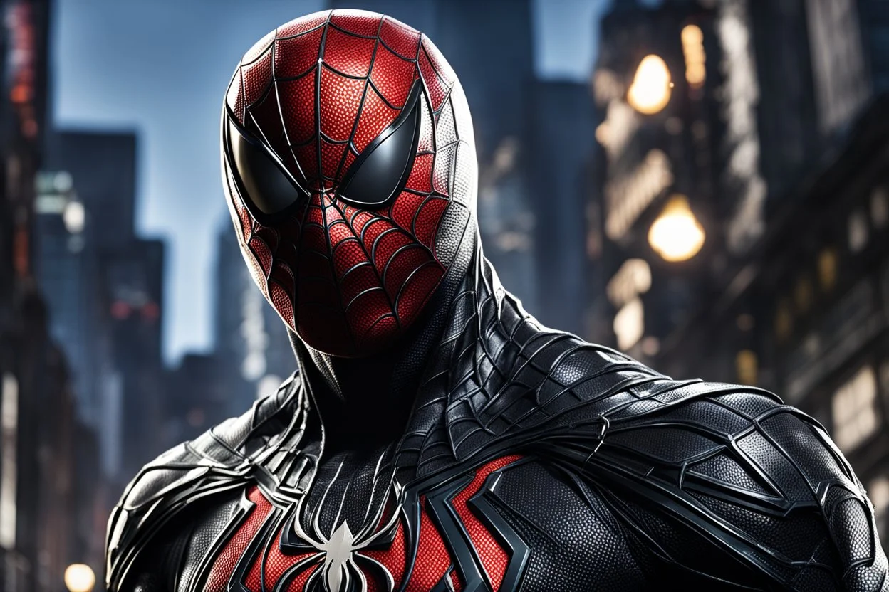 Spider man in 8k solo leveling shadow artstyle, symbiote them, assassin hod custom, intricate details, highly detailed, high details, detailed portrait, masterpiece,ultra detailed, ultra quality