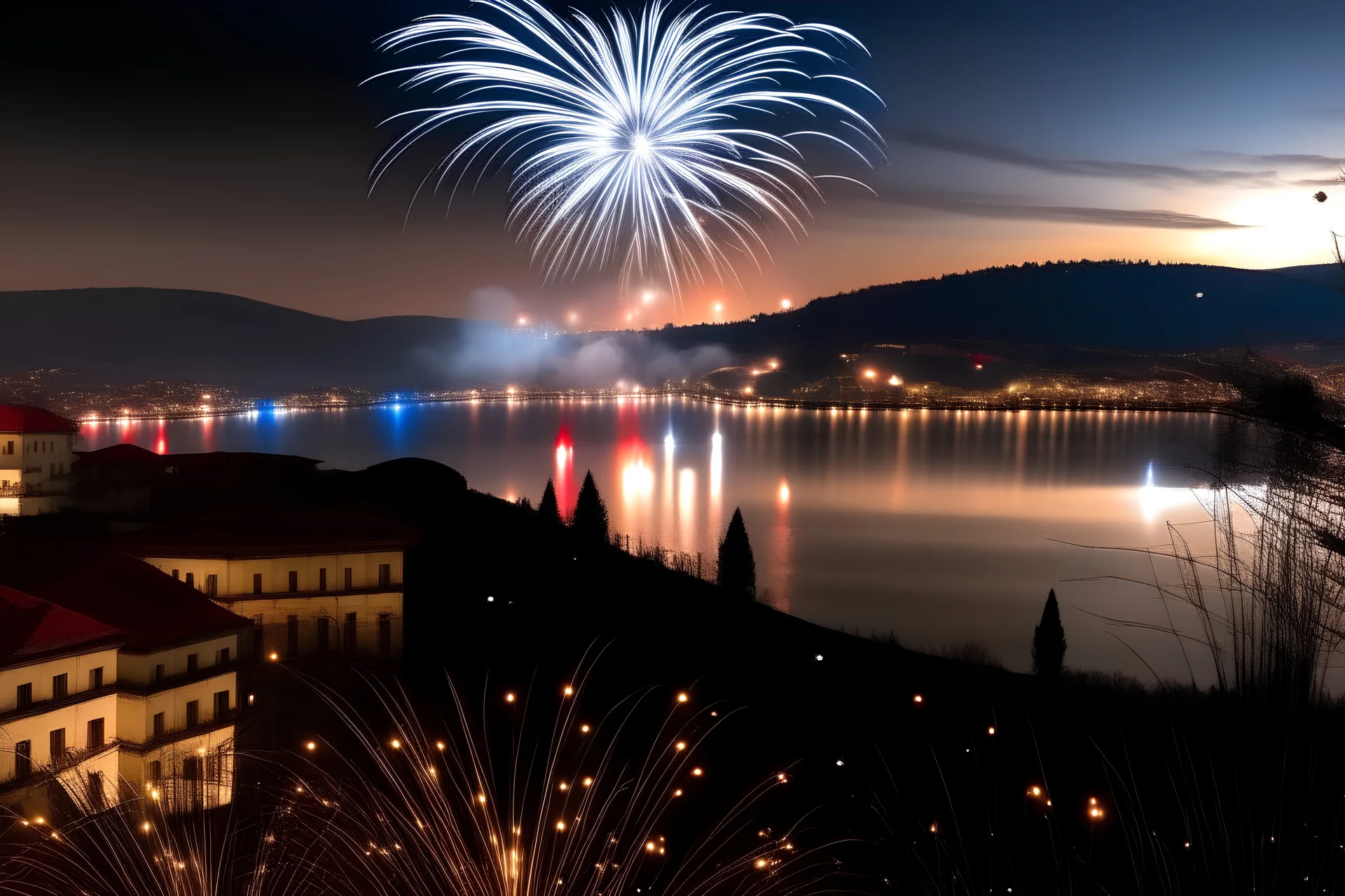 celebrate new year 2024 in Kastoria city, text happy new year, calligraphic fonts