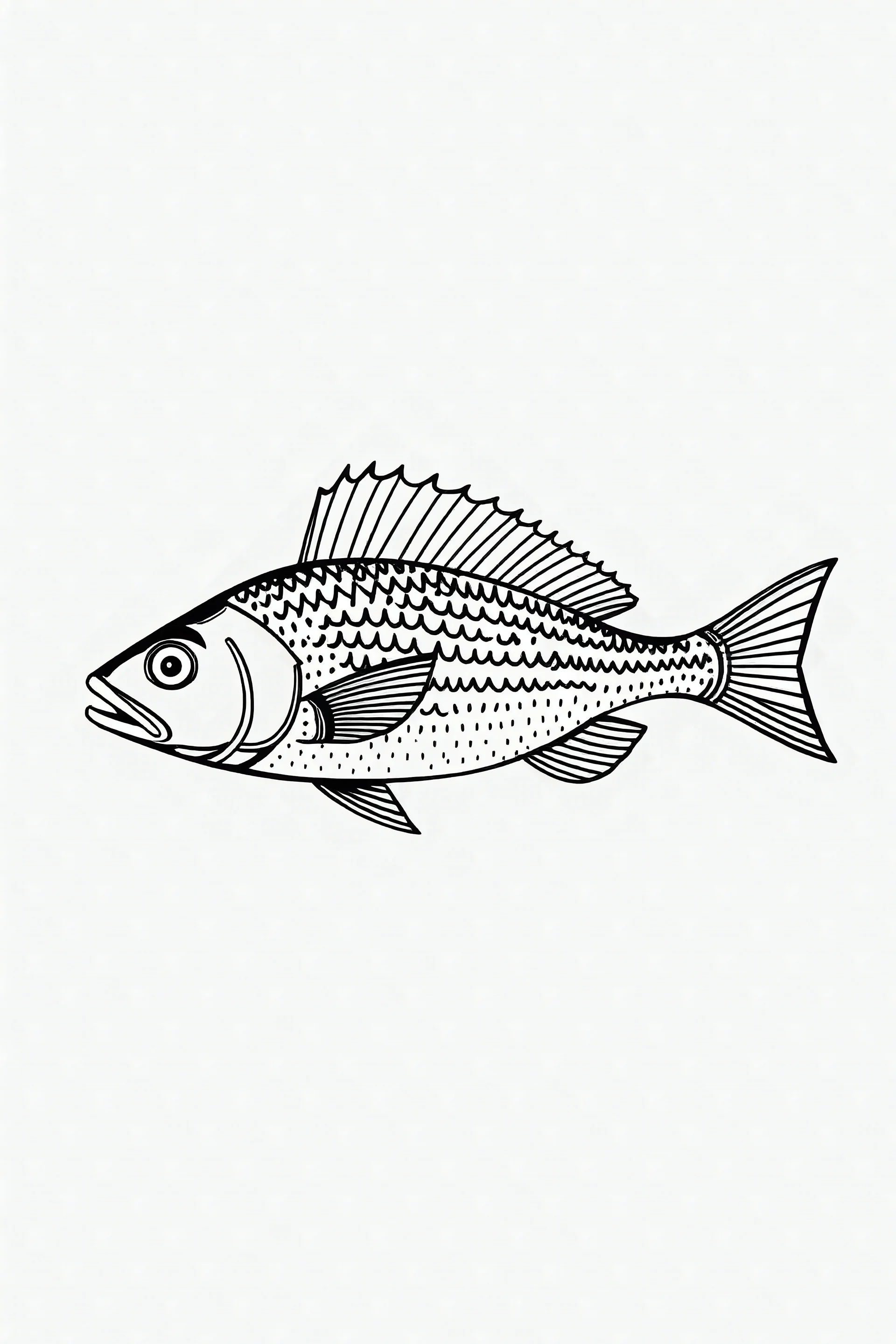 please draw a graphic monochromatic symbolic representation of aa mbuna fish