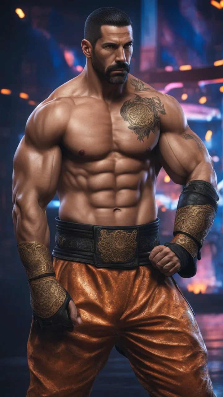 boyka in 8k anime artstyle, Scott Adkins model, neon effect, close picture, full body, apocalypse, intricate details, highly detailed, high details, detailed portrait, masterpiece,ultra detailed, ultra quality