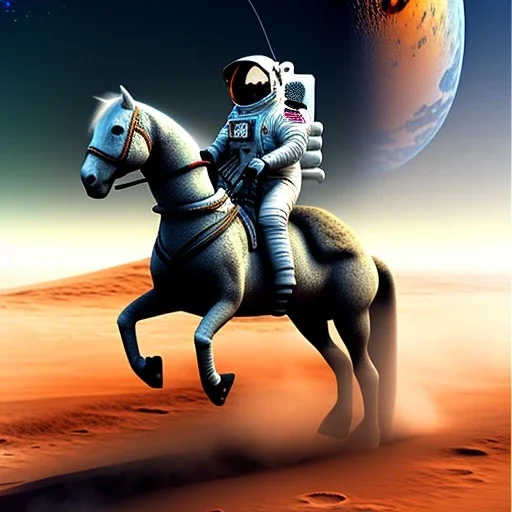 An astronaut riding horse on mars , realistic, accurate