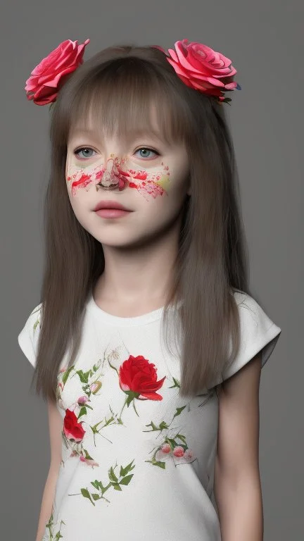 A 7-year-old little girl from Russia holds a lot of roses and puts them on her face, wears a plain white bucket hat, puts roses in front of her face so that her face is not visible, (many flowers: 1.2), soft light, golden hour, upper body, HDR, 8K, Natural Skin Texture, AO, Complex, Highly Detailed, Sharp Focus, Crazy Detail, Intricate Detail, Highly Detailed, The Girl Looked Down