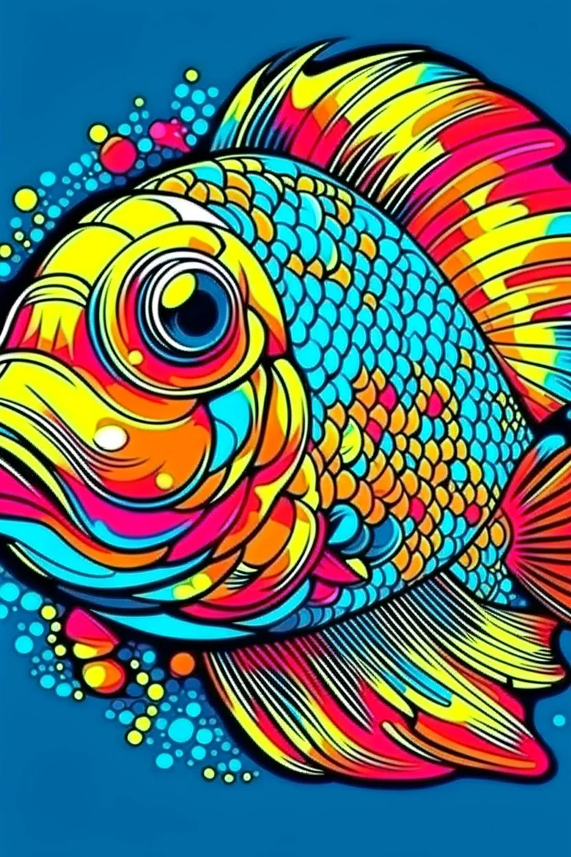 beautiful fish in pop art style