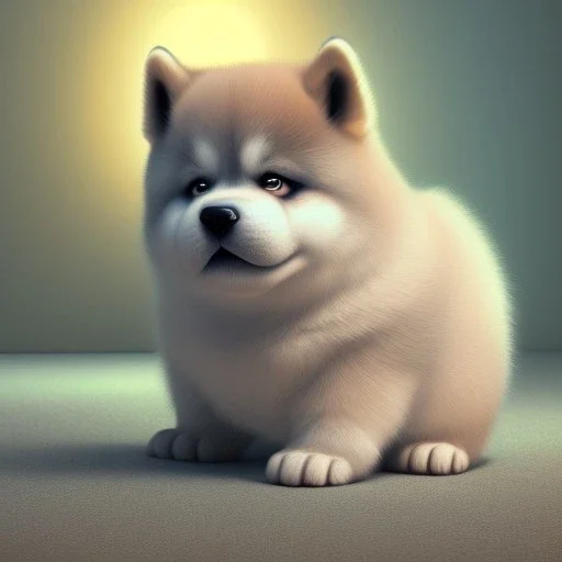 pixar art style of cute fat baby akita in natural environment, monotone color, full body, by mobeius, au naturel, hyper detailed, digital art, trending in artstation, cinematic lighting, studio quality, smooth render, unreal engine 5 rendered, octane rendered, art style by klimt and nixeu and ian sprigger and wlop and krenz cushart