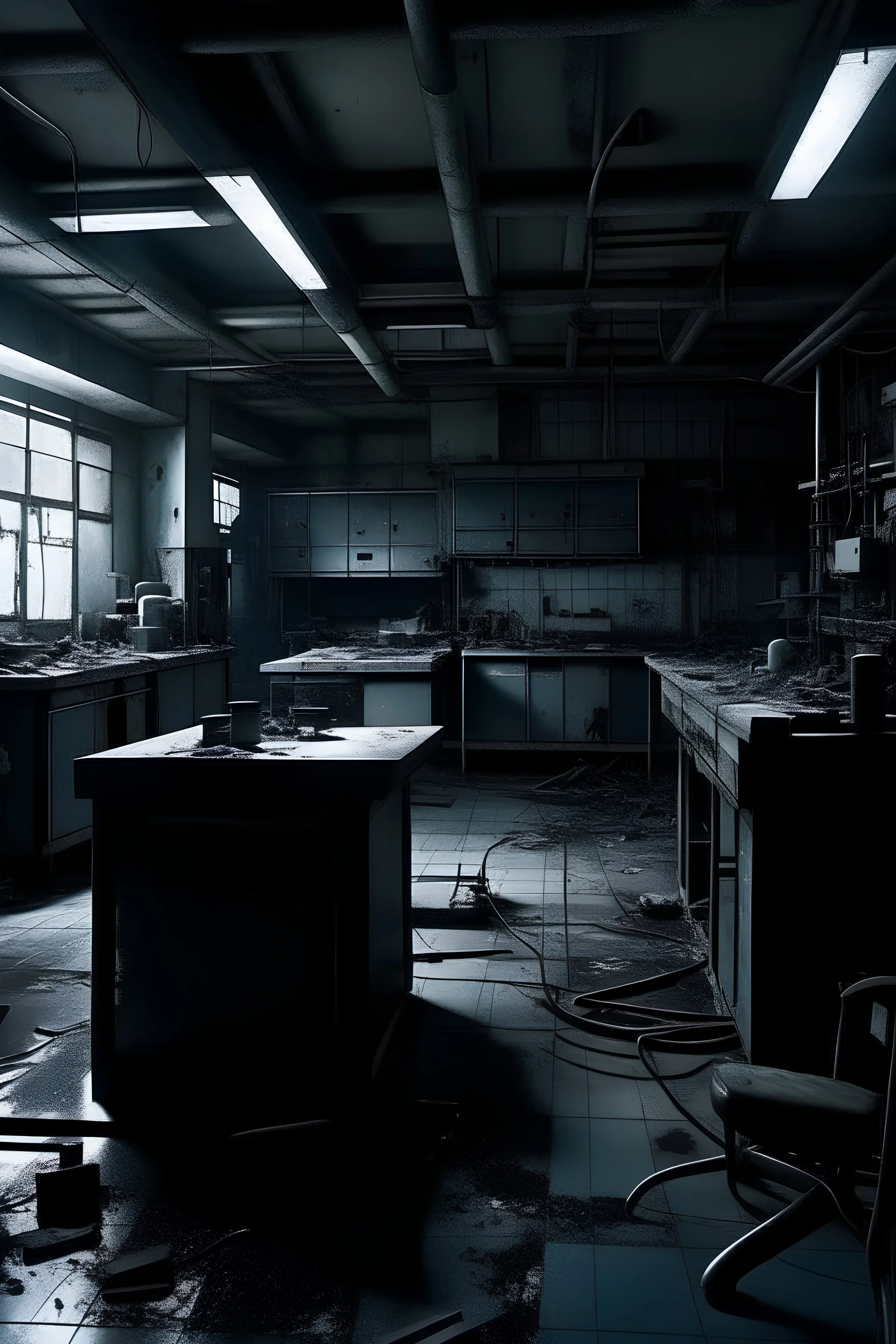 Creepy metal hightech Medical lab dark derelict