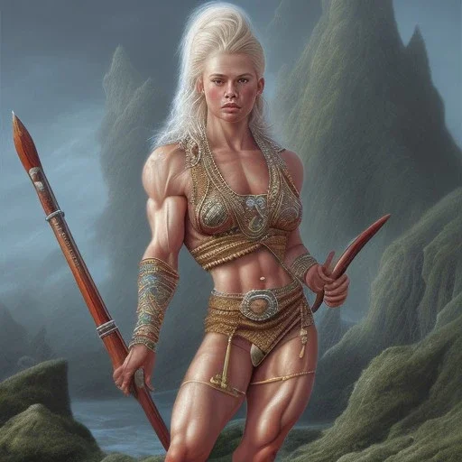 illustration icelandic female bodybuilder barbarian by adrian smith ted nasmith