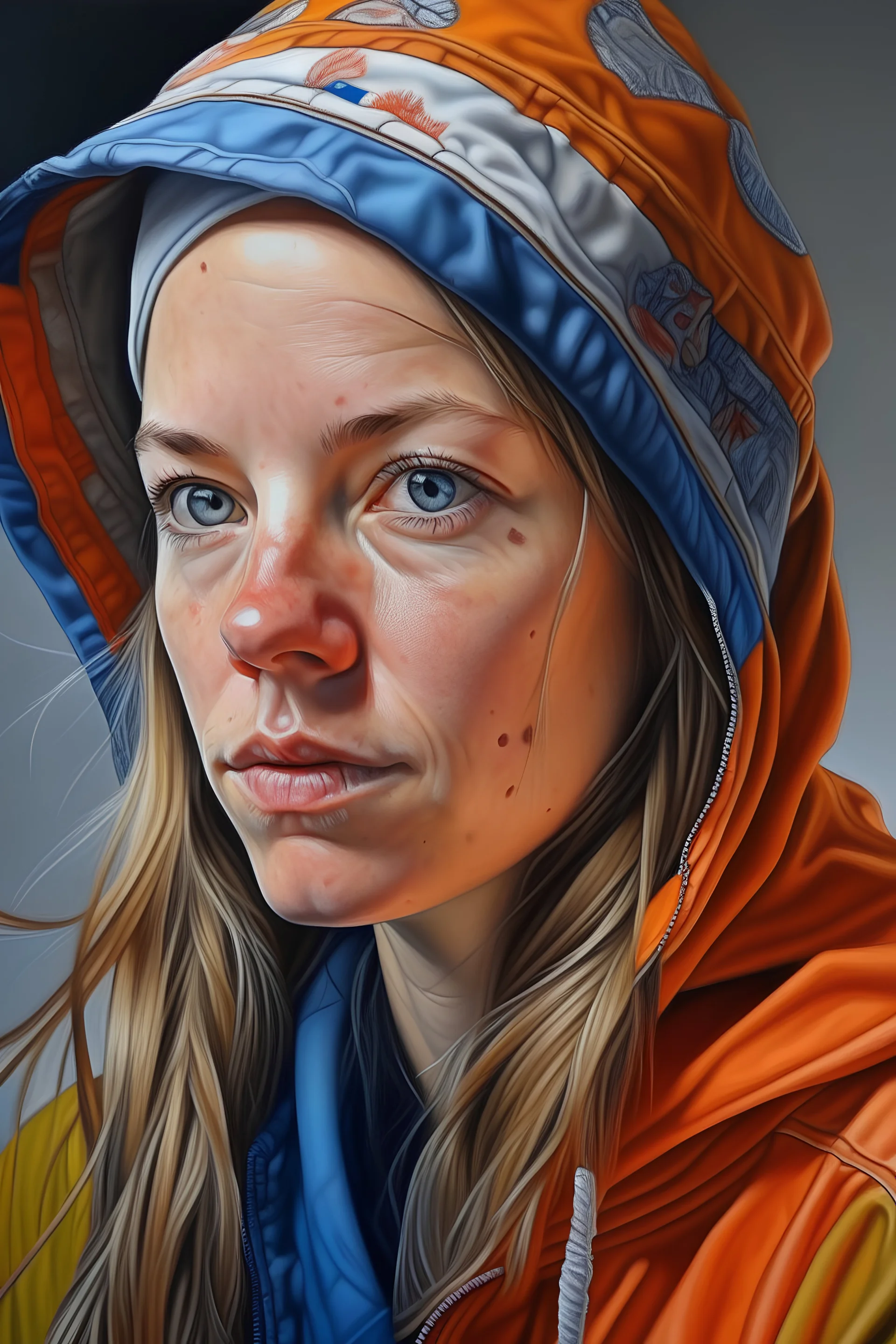 Hyperrealistic portraits of men and women with technic style clothing